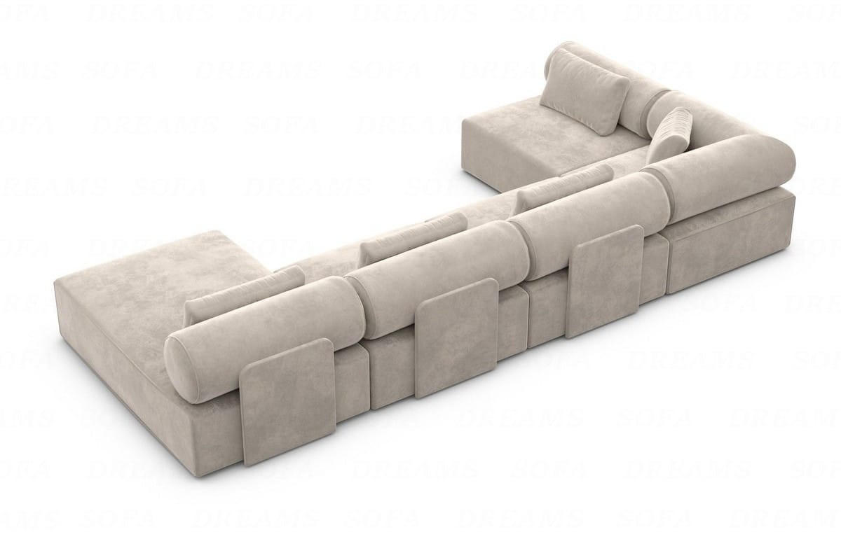 WOHNLANDSCHAFT Cipriani Sand Samtstoff - Sandfarben, Kunststoff (400/77/200cm)