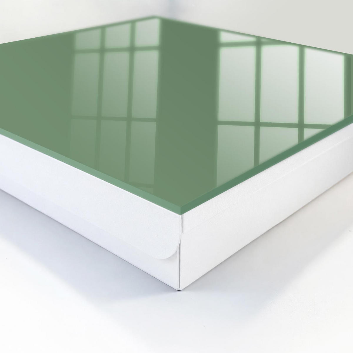 SCHLÜSSELBOX Weiß 30x30 cm – Türöffnung nach rechts - Gedämpftes Grün - Grün, Metall (30/30/5cm) - TULUP