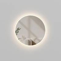 OKRUGLO KUPAONSKO OGLEDALO s led rasvjetom ruba 3 boje svjetla protiv zamagljivanja Ø 50 cm - prozirno, staklo (50/50/3.5cm) - EMKE