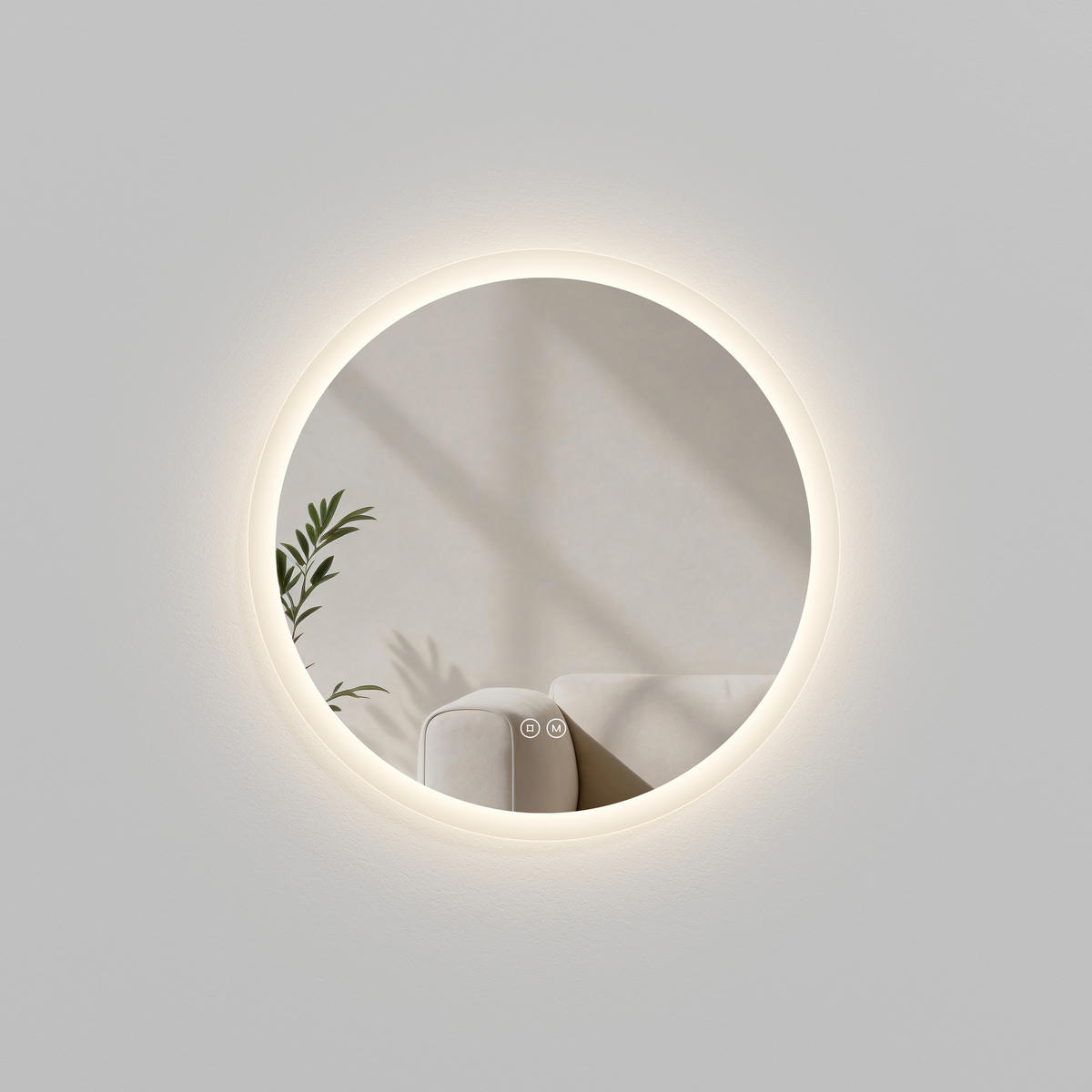 OKRUGLO KUPAONSKO OGLEDALO s led rasvjetom ruba 3 boje svjetla protiv zamagljivanja Ø 50 cm - prozirno, staklo (50/50/3.5cm) - EMKE