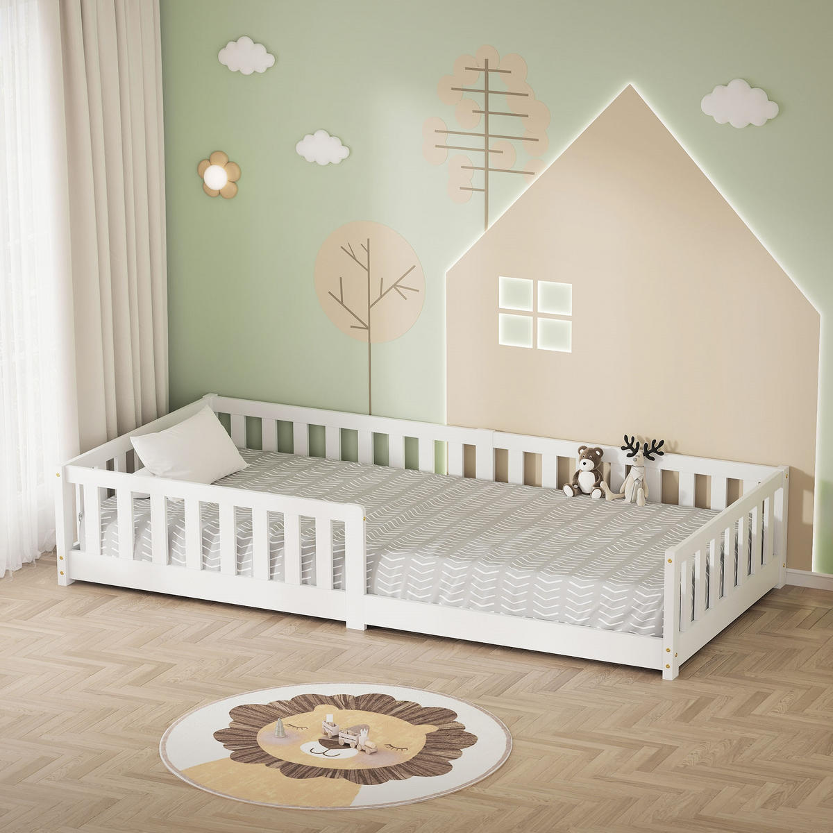 KINDERBETT 90x200 cm Weiß aus Kiefernholz - Weiß, Holz (90/200cm) - ML-DESIGN