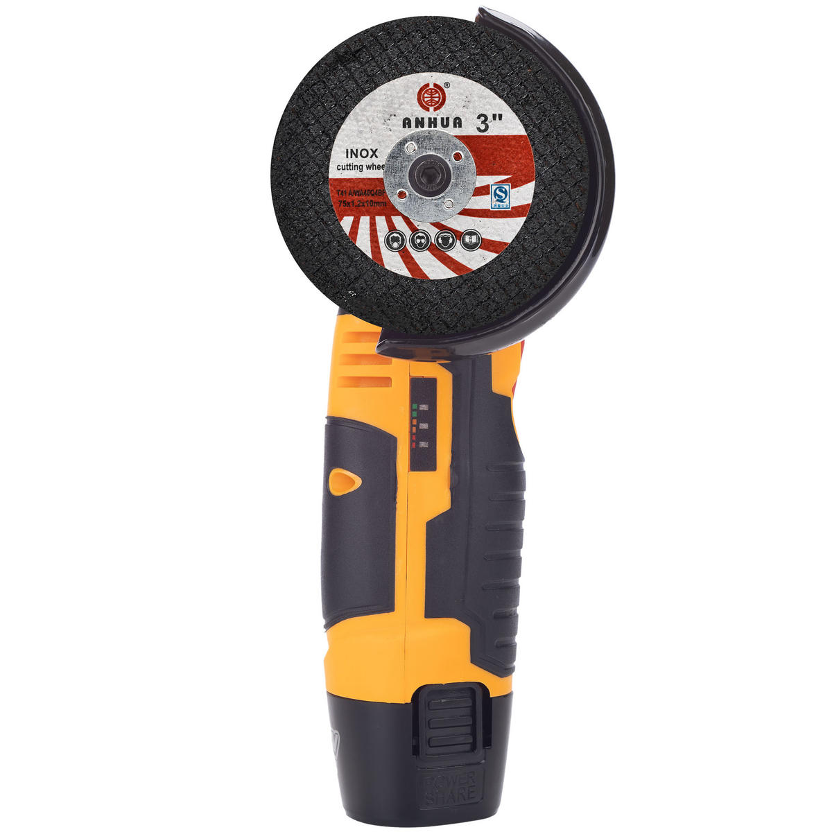 WINKELSCHLEIFER MBB12V, Akku 12 V, Ø 76 mm, M10 Welle, 19.500 U/min, 2 Akkus, Ladegerät, 2 Scheiben - Multicolor, Kunststoff/Metall (10/10/10cm)