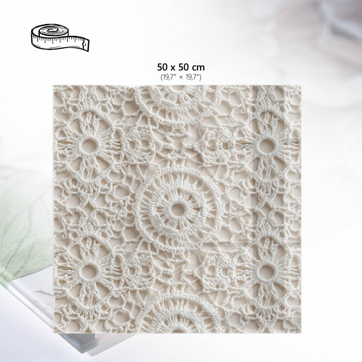 TISCHPLATTE 50x50 cm – Spitzenmuster - Grau, Glas (50/50/0.4cm) - Wallfluent