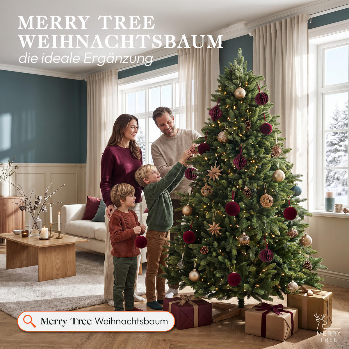WEIHNACHTSKUGELN aus edlem Samt & Papier-Origami, 24 Stk., Weintrot - Weinrot, Kunststoff (8.5/10/8.5cm) - Merry Tree