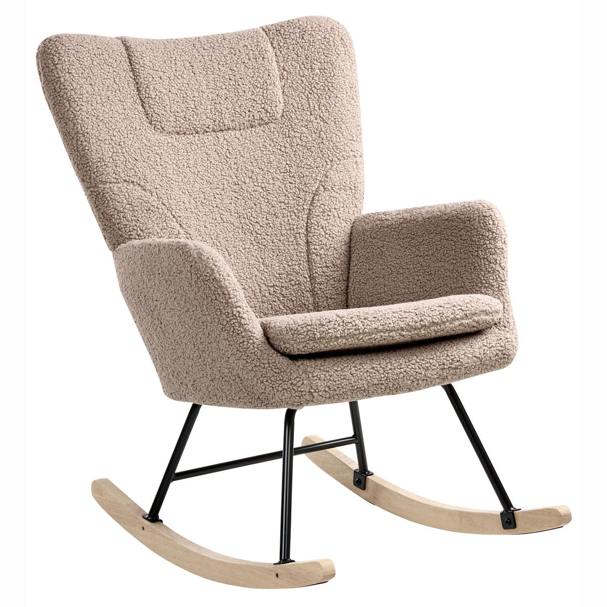 HOUPACÍ KŘESLO Bouclé Taupe Sandve - černá/hnědá, textil (72/98/87cm) - Beliani
