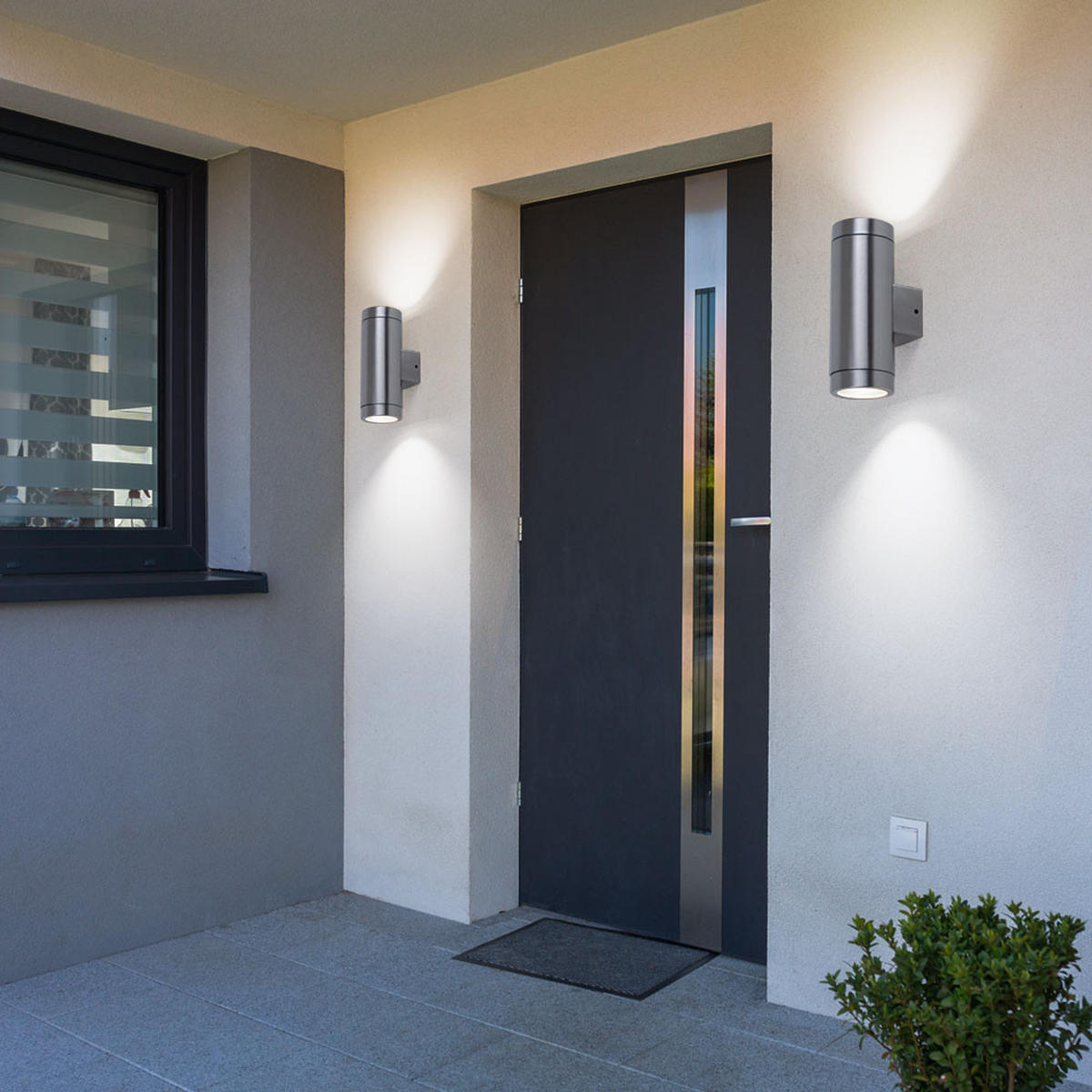 EDELSTAHL AUSSEN-WANDLEUCHTE Silber 3er Set - Silberfarben, Glas (7.6/20.7/10.5cm)