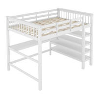HOCHBETT 140/200 cm DE-04406, mit Schreibtisch und Ablagefächern in Weiß - Weiß, Holz/Holzwerkstoff (140/200cm) - ComfortXL