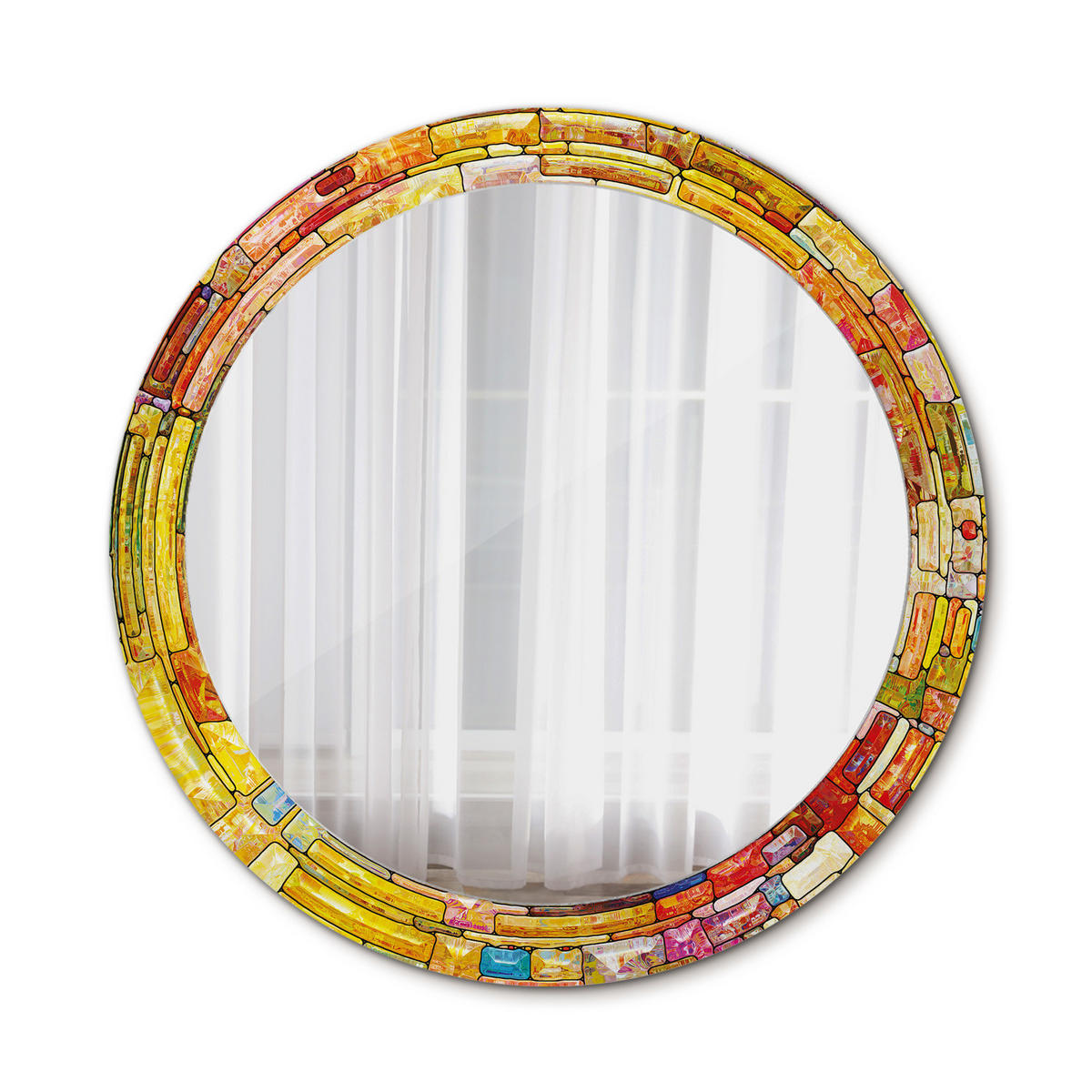 SPIEGEL Ø80 cm Rund mit Aufdruck - Multicolor, Glas (80/80/0.4cm) - TULUP