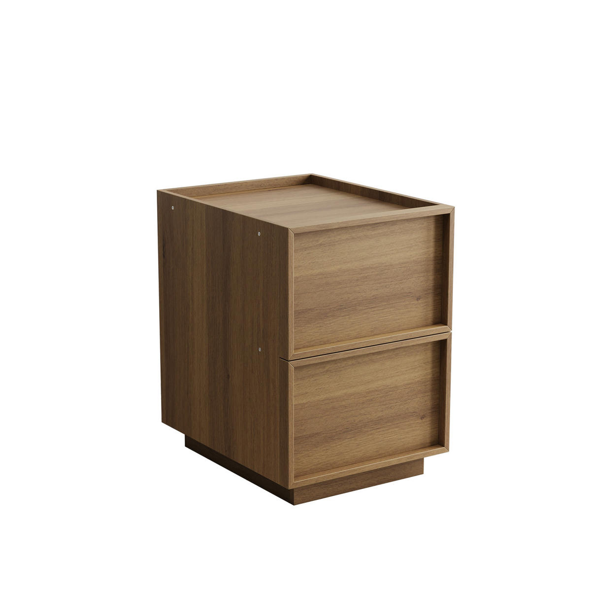 NOČNÍ stolek 38/48/55 cm dubový z MDF a dřevotřísky se dvěma zásuvkami bez úchytek - hnědá, kompozitní dřevo (48/50/38cm) - OKWISH