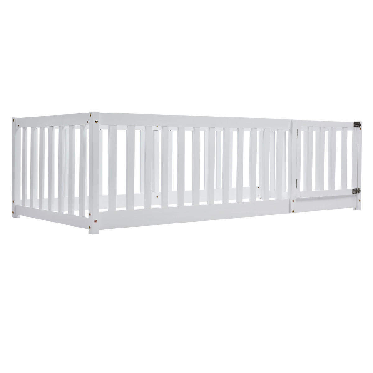 KINDERBETT 90x200 Weiß Holz Zauntür - Weiß, Holz (90/200cm) - FLIEKS