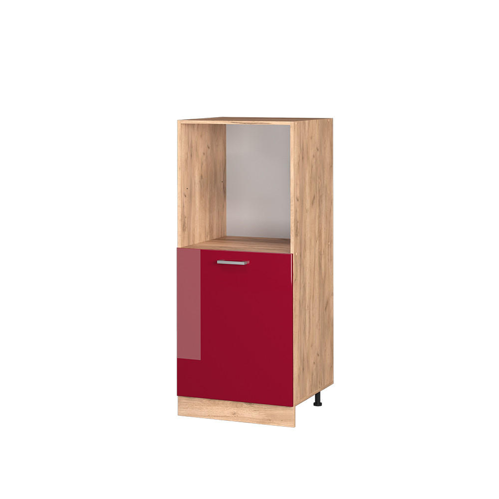 HERDUMBAUSCHRANK R-Line Rot Hochglanz 60 cm - Honigeiche/Rot, Holzwerkstoff (60/143/57cm) - Vicco