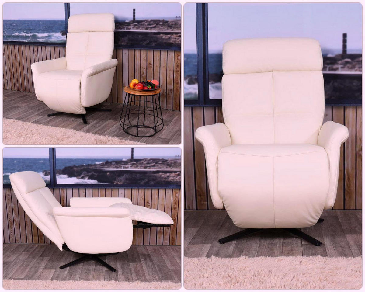 RELAXSESSEL Cremeweiß - Weiß, Leder (76/110/153cm) - MCW