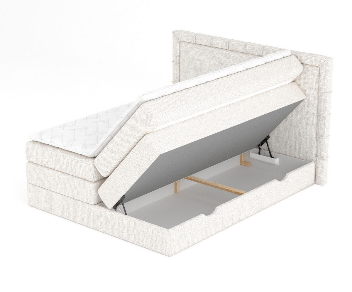 BOXSPRINGBETT Rosabel Creme 180/200 cm mit Matratze und Topper - Creme/Schwarz, Holz/Holzwerkstoff (180/200cm) - Maison de Reve