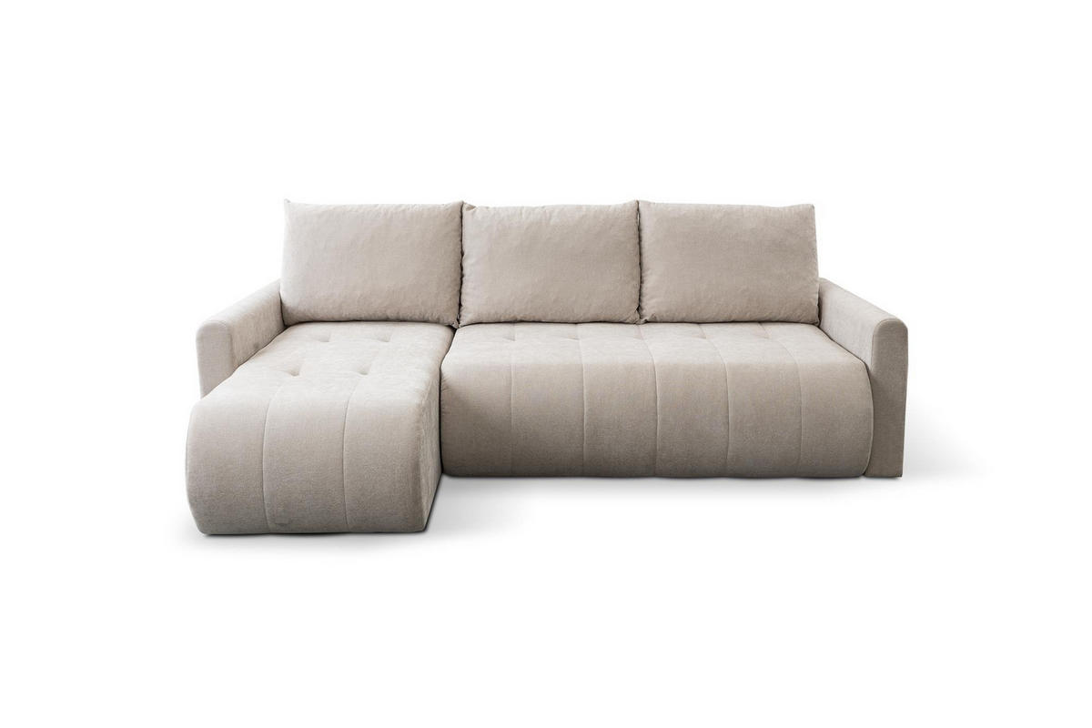 ECKSOFA Sprento Beige, in Chenille-Stoff, mit Schlaffunktion und Bettzeugfach - Beige, Holzwerkstoff/Textil (230/149cm) - Bettso