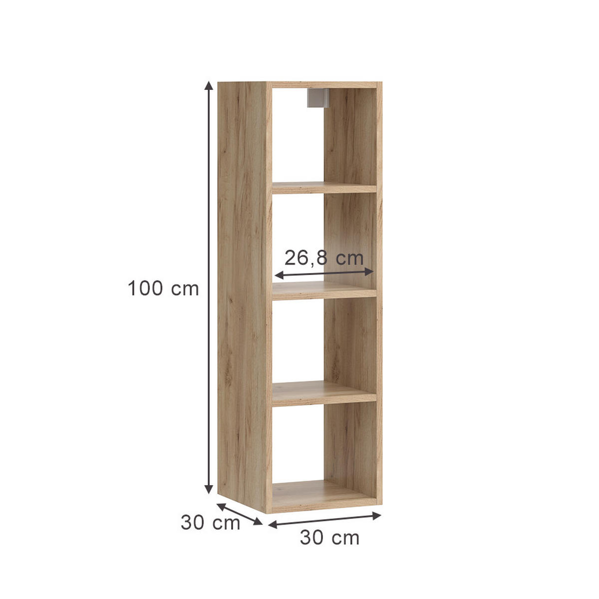 WANDREGAL Wido Anthrazit 30 x 100 cm mit 4 offene Ablagen - Anthrazit/Sonoma Eiche, Holzwerkstoff (30/100/30cm) - Vicco