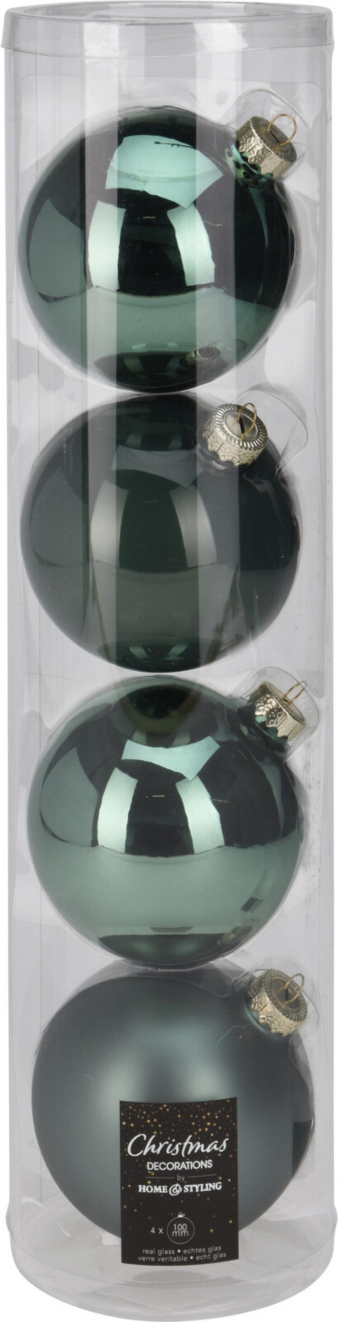 CHRISTBAUMKUGEL Basic Grün 4er Set 10/10/10 cm Glas - Grün, Glas (10/10/10cm) - Mondex