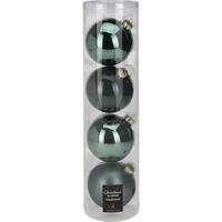 CHRISTBAUMKUGEL Basic Grün 4er Set 10/10/10 cm Glas - Grün, Glas (10/10/10cm) - Mondex