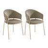 STUHL 2er-Set - Samt & goldfarbenes Metall - Beige - MADOLIA - Beige, Textil (55/81/55cm) - Pascal Morabito