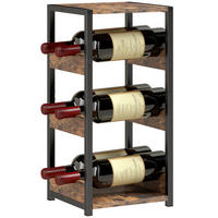WEINREGAL, 6 Flaschen, gewellte Ablagen, rustikal braun, 22x24x49,2cm - Multicolor, Metall (24/49.2/22cm) - FORIOUS