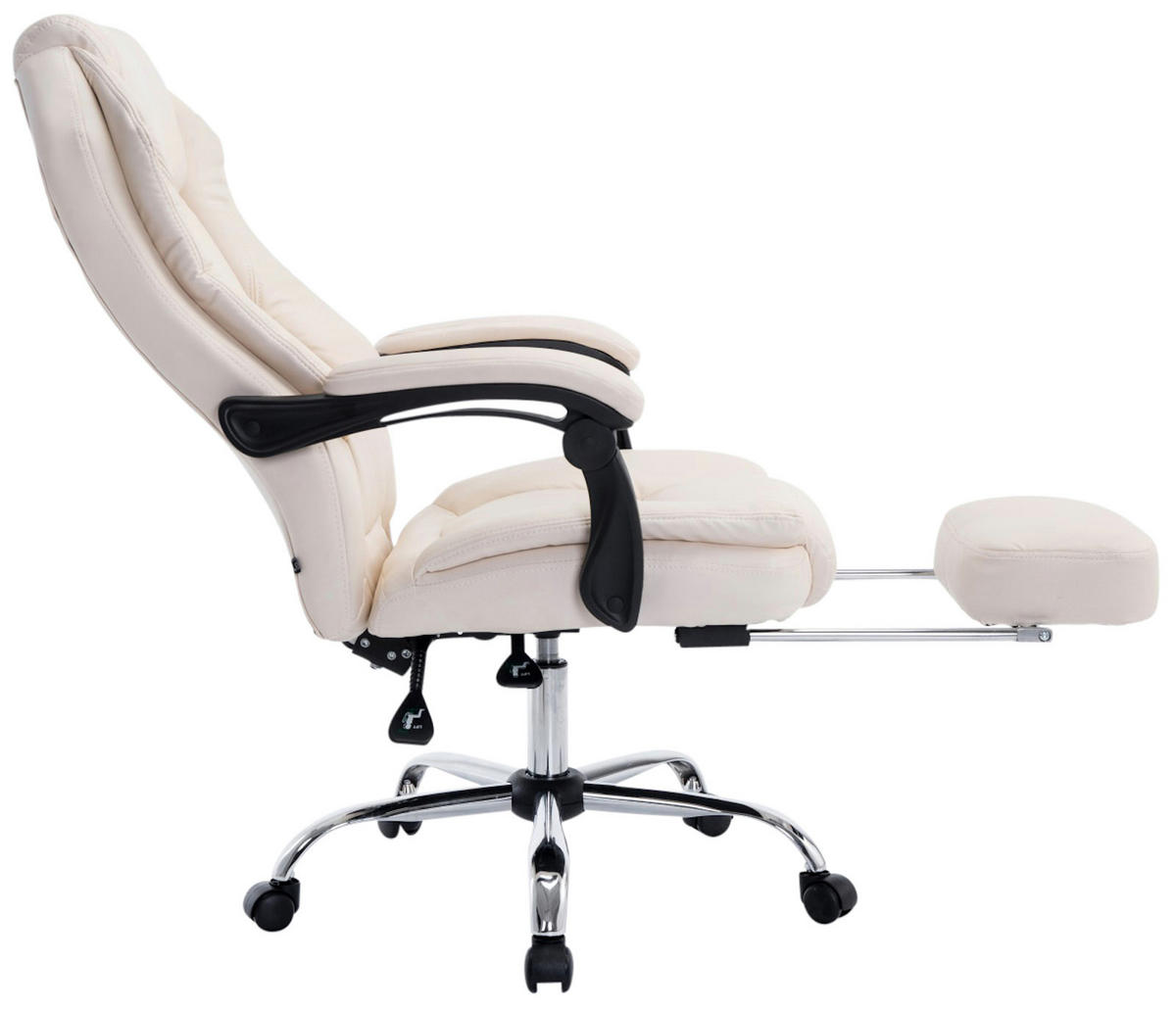 CHEFSESSEL Lederlook Creme - Chromfarben/Creme, Textil/Metall (67/114/64cm) - CLP