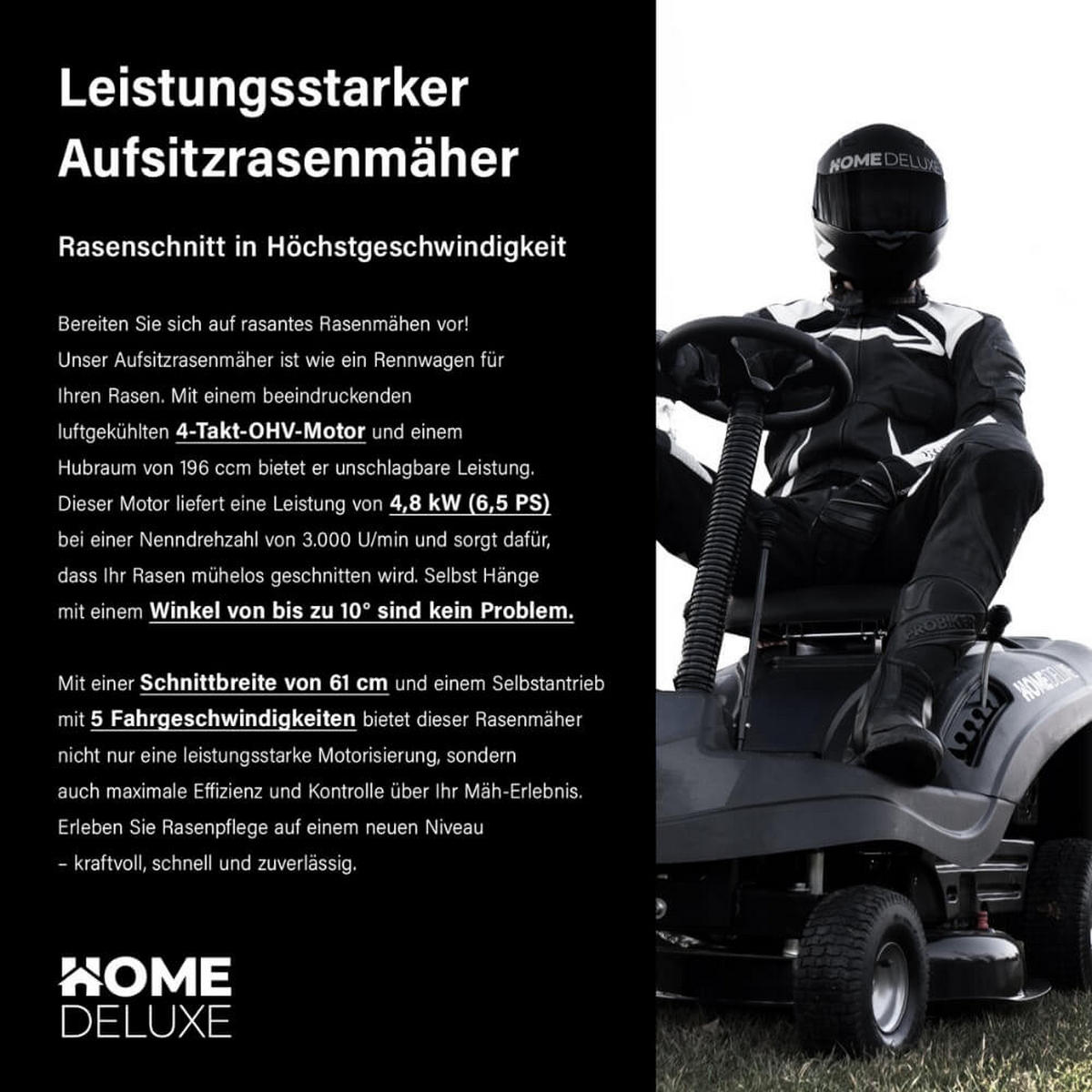 RASENMÄHER REAPER Schwarz - Anthrazit, Metall (72.2/106/180cm) - Home Deluxe