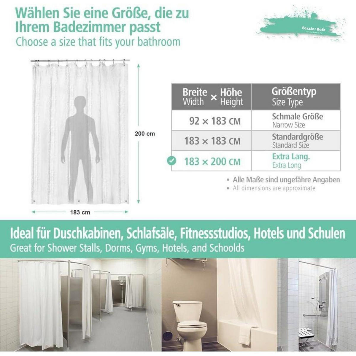 DUSCHVORHANG Kieselstein 183 x 200 cm Transparent - Transparent, Kunststoff (200/180cm)
