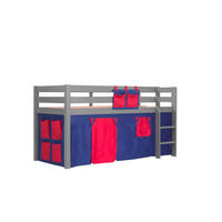 KINDERBETT Karolina 210x114x106 Massivholz Grau Textilset Domino - Dunkelblau/Grau, Holz (90/200cm) - 58aufmkessel