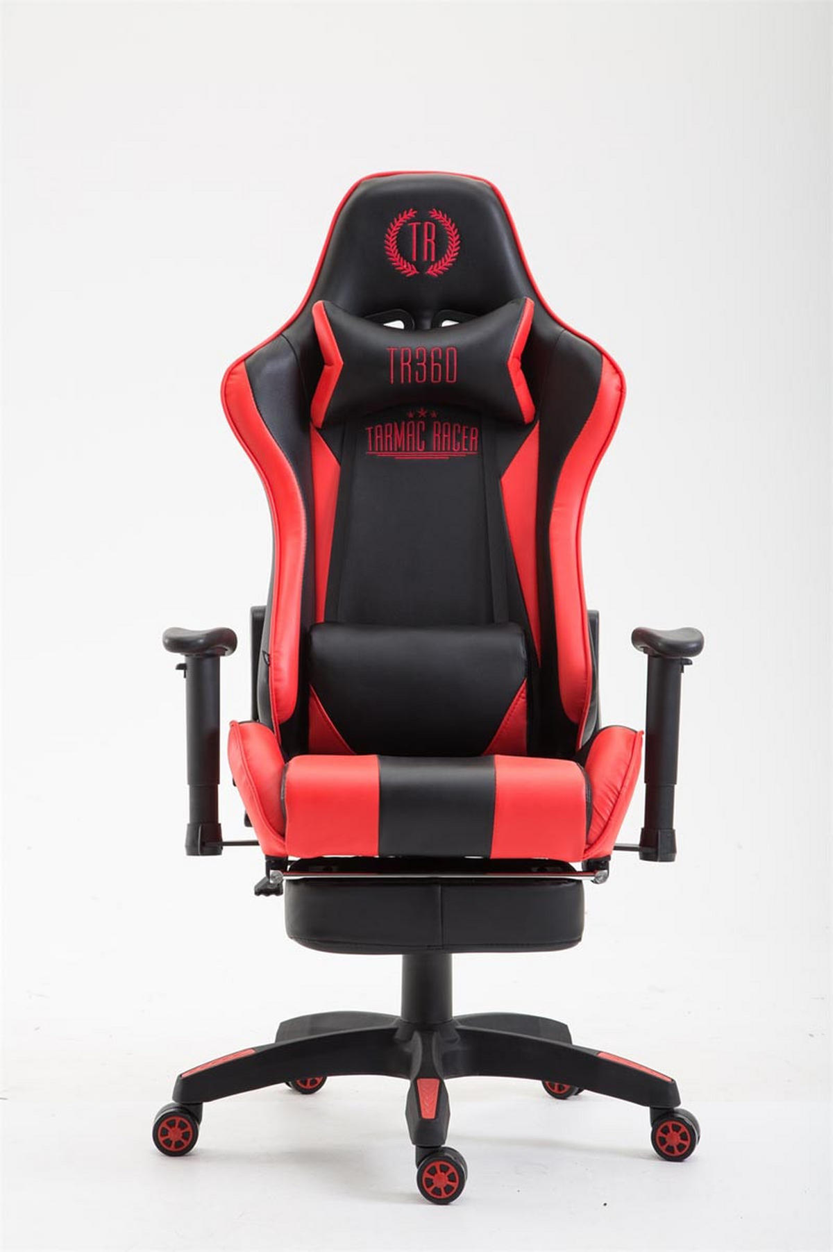 CHEFSESSEL Lederlook schwarz/rot - Rot/Schwarz, Kunststoff/Textil (67/132/58cm) - CLP