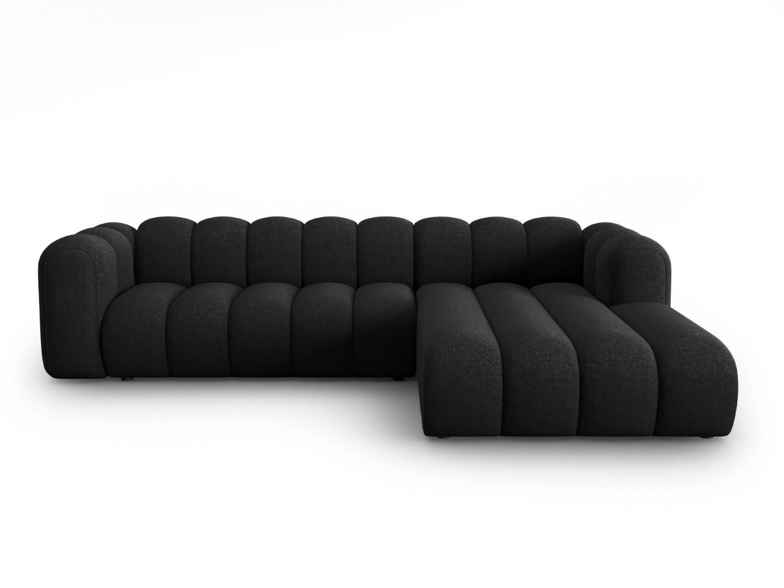 ECKSOFA modular rechts Lupine aus Chenille-Stoff schwarz 4 Sitzplätze - Schwarz, Textil (177/290cm) - Micadoni