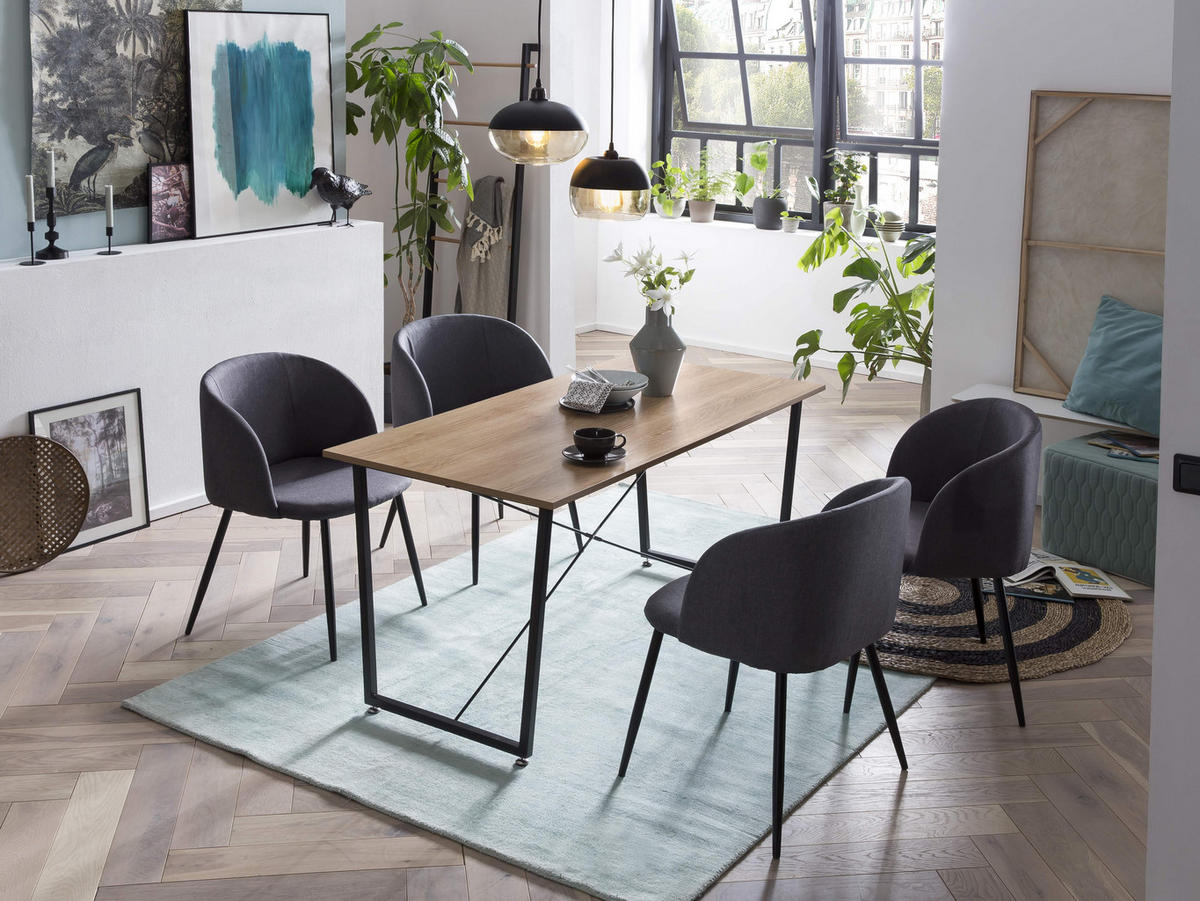 ESSZIMMERTISCH JOONA - 140x70 cm - MDF mit Akazie-Dekor, Gestell Metall - Naturfarben, Metall (70/140/73cm) - TPFLiving