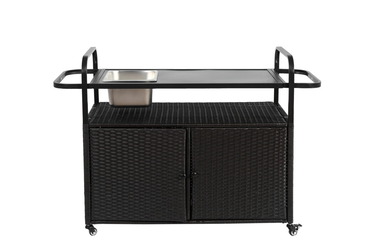SERVIERWAGEN Outdoor Schwarz - Schwarz, Metall (50/91/131cm) - ComfortXL