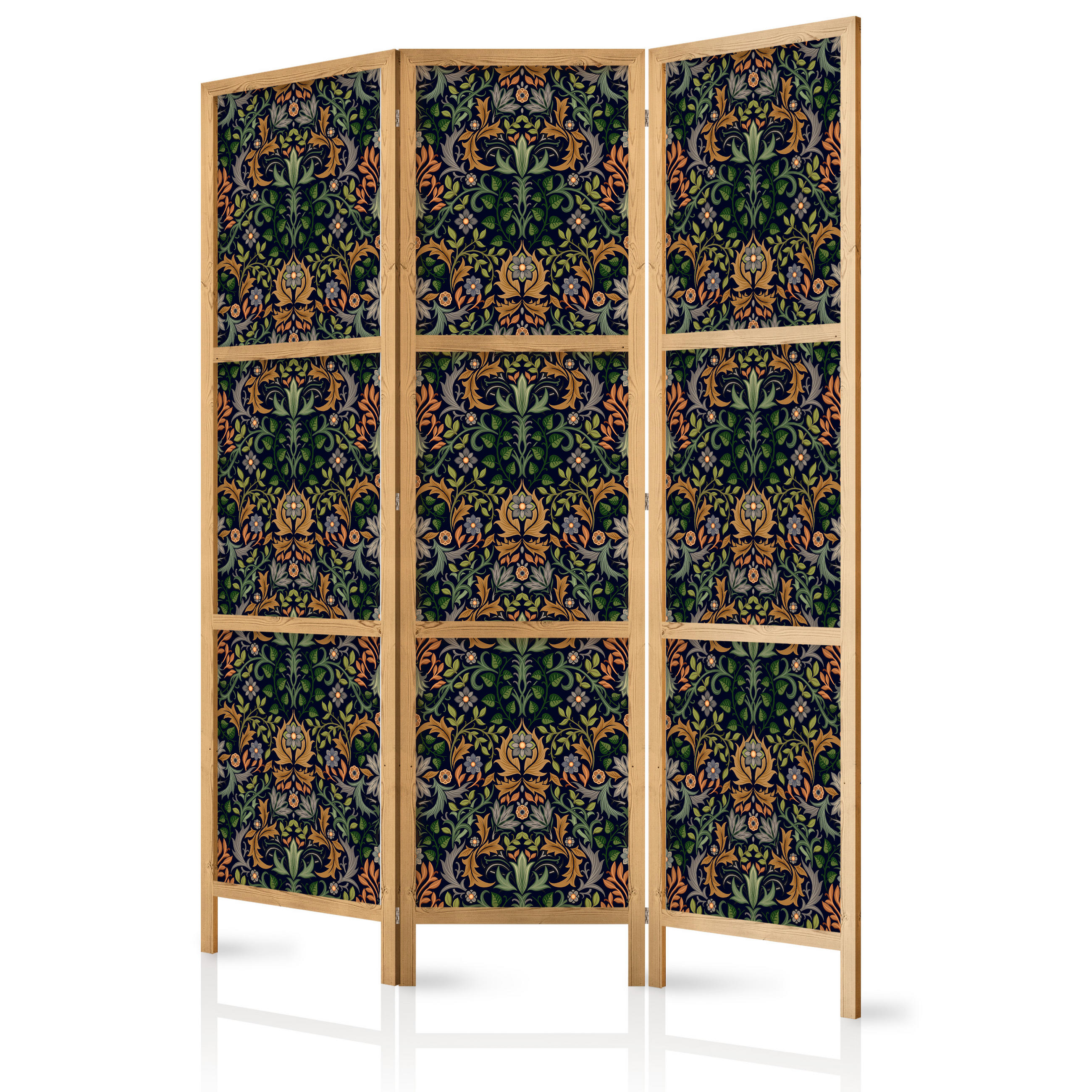 PARAVENT Japanischer 3-tlg 135x172 cm Bunte Ornamente - Multicolor, Holz/Textil (135/172/3cm) - Muralo