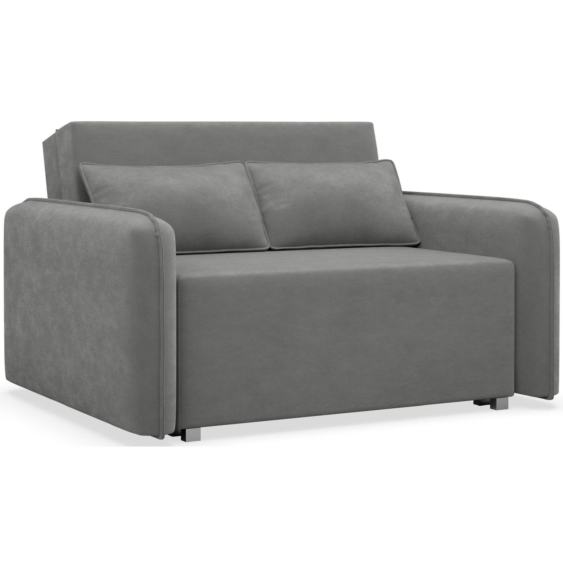 2-SITZER SCHLAFSOFA Duelia Dunkelgrau, hydrophobe Chenille - Dunkelgrau/Schwarz, Textil/Metall (144/85/124cm) - Selsey