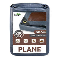 ABDECKPLANE 3 x 3 m 280 g/m² Wasserdicht Grau/Braun - Multicolor, Kunststoff (38/28/10cm)