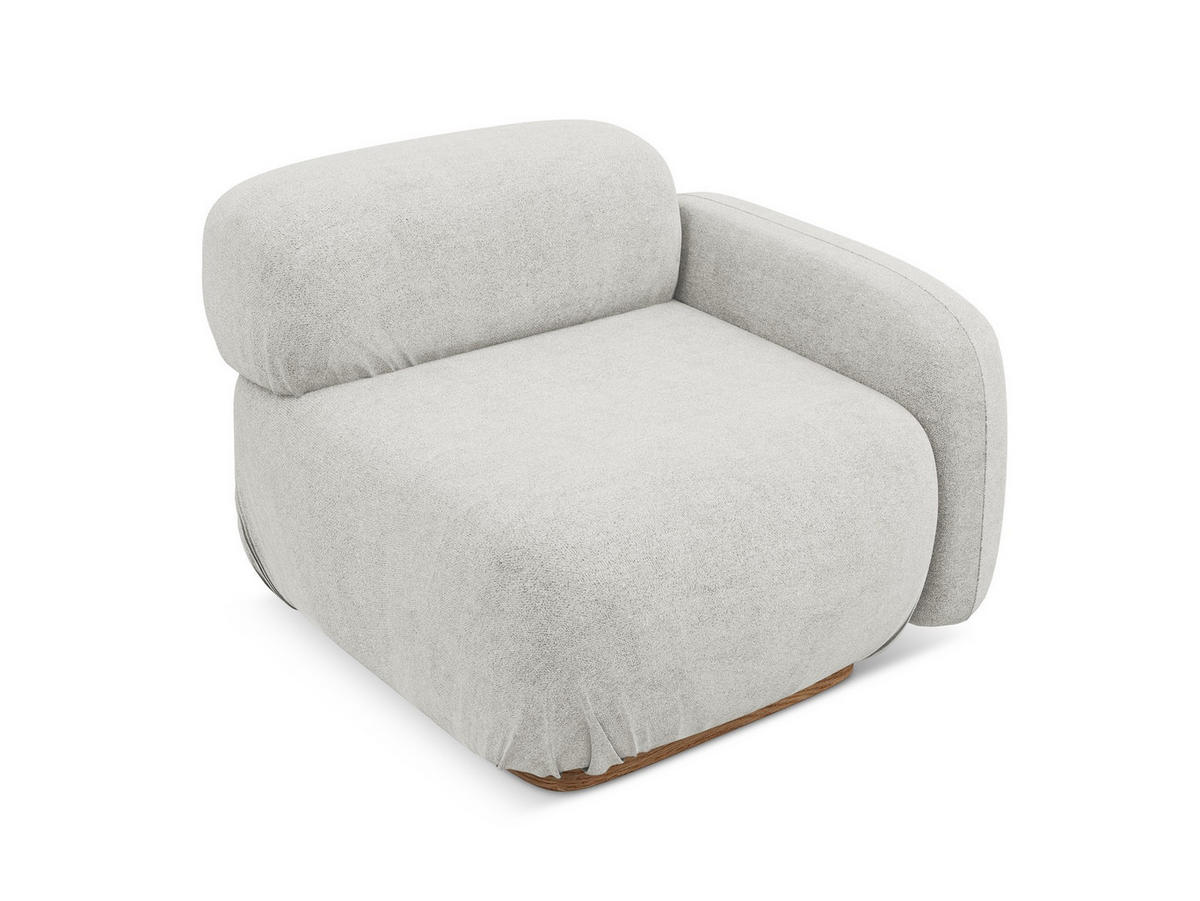 SOFAELEMENT Rechts Bouclé Stoff Grau - Silberfarben/Braun, Holz/Textil (95/73/95cm) - Makamii