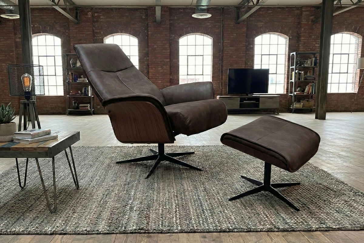 RELAXSESSEL FERREIRA Anthrazit Lederfaserstoff Relaxfunktion - Anthrazit/Schwarz, Leder/Metall (78/106/84cm) - KAWOLA