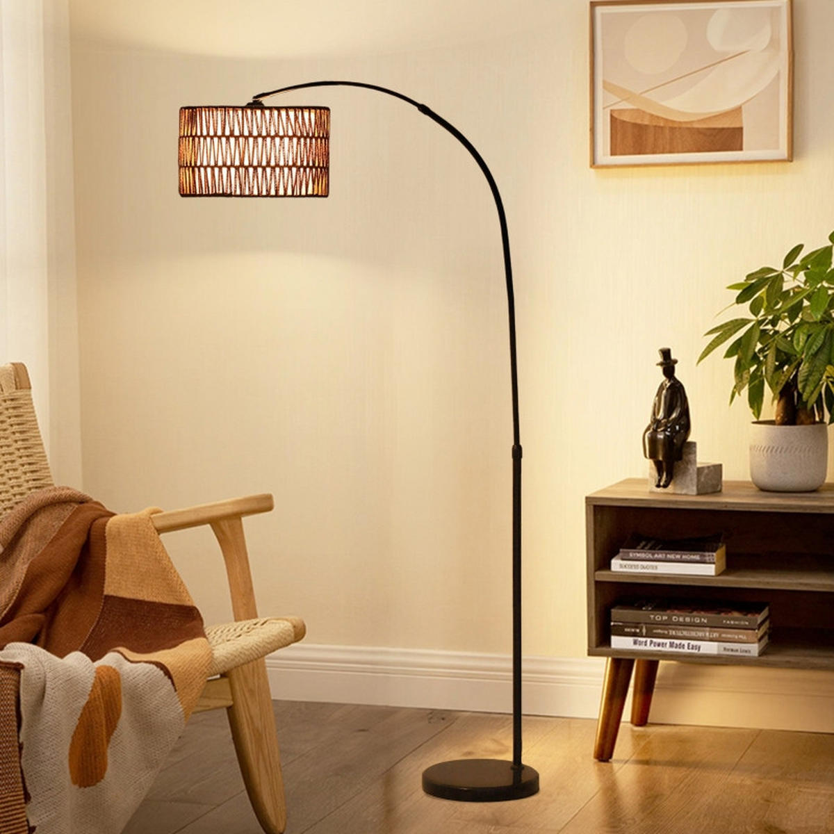 STEHLEUCHTE 93x34x144-175cm Bogenlampe Höhenverstellbar Mit Fußschalter Schwarz - Schwarz, Metall (93/34/175cm) - Raelunyi