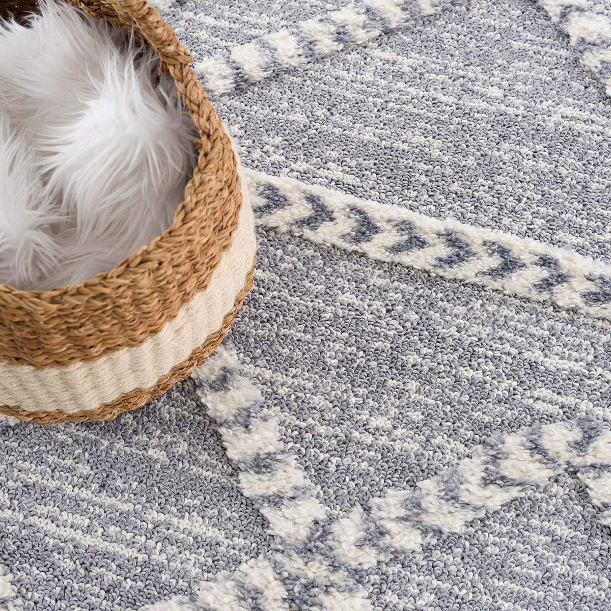 HOCHFLOR-TEPPICH Focus 3022 Grau 120 cm Rund - Grau, Textil (120/120cm) - carpet city
