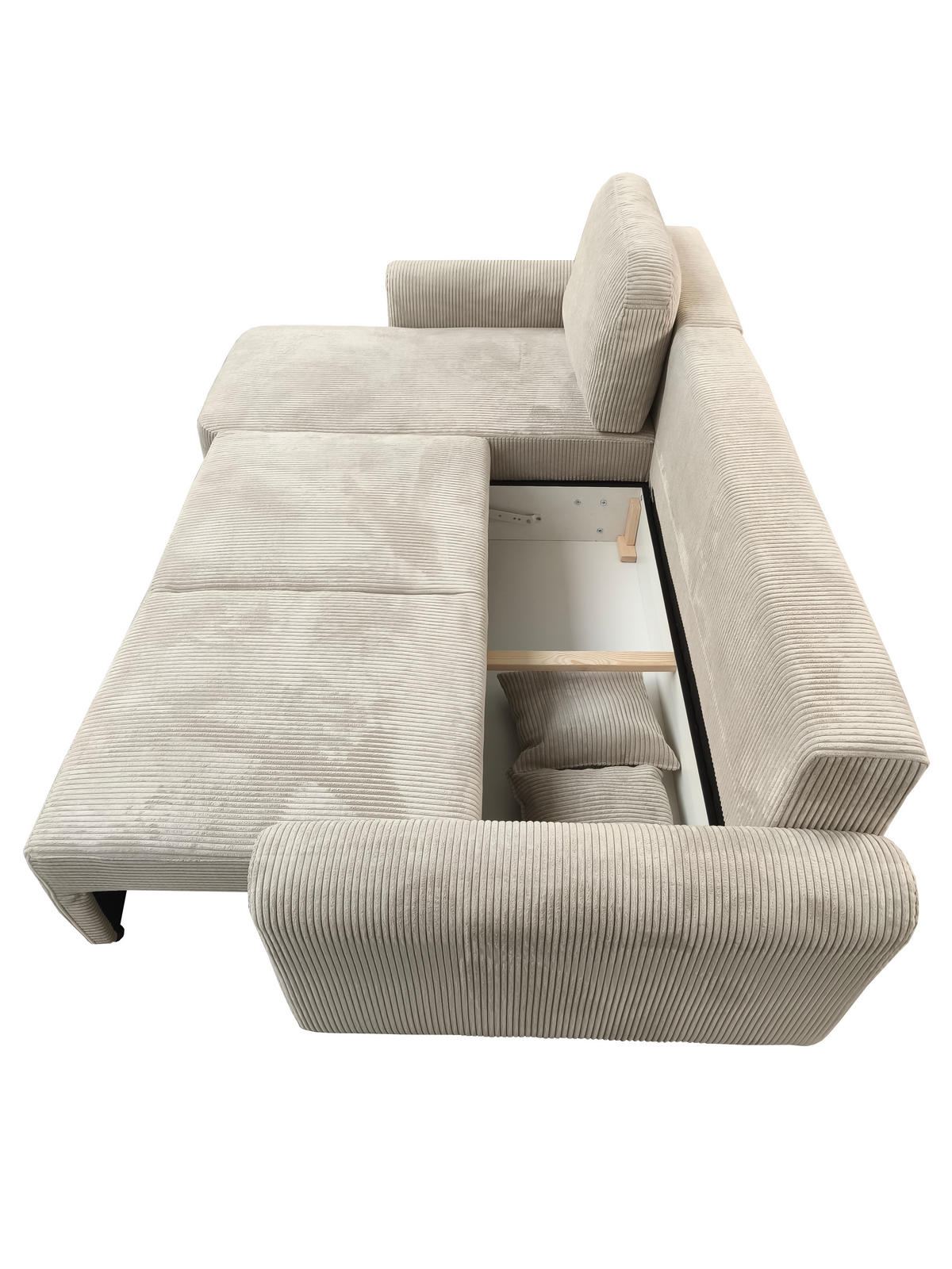 ECKSOFA HENRY in Beige mit Schlaffunktion und Bettkasten - Beige, Textil (232/150cm) - KS Home Concept