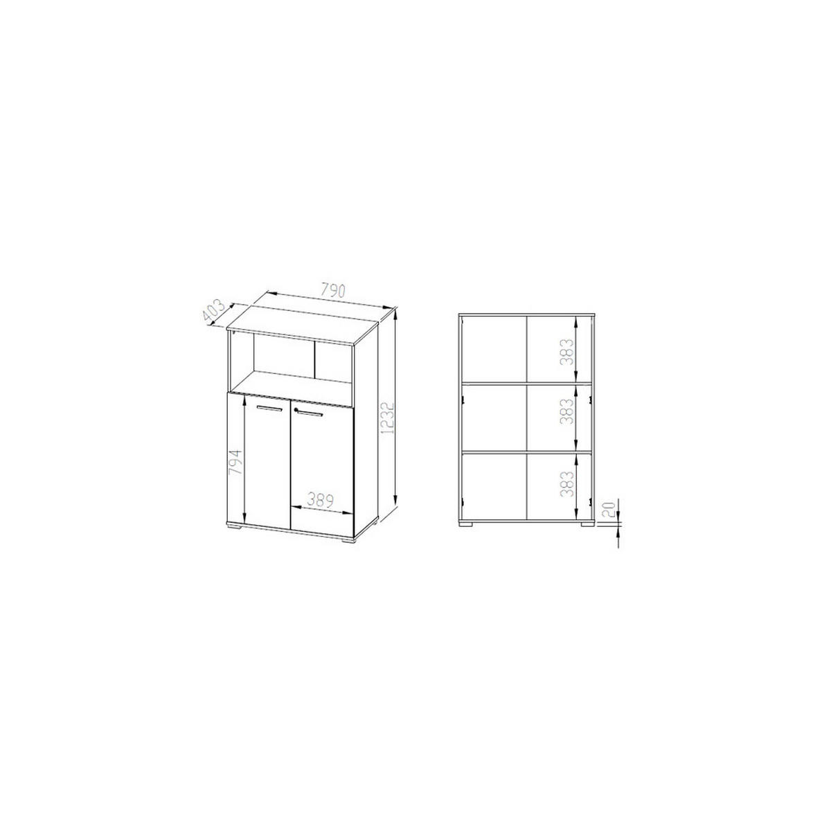 AKTENSCHRANK Optimal Sonoma Eiche hell 79 / 41 / 124cm - Braun/Sonoma Eiche, Holz/Holzwerkstoff (79/124/41cm) - Feldmann-Wohnen