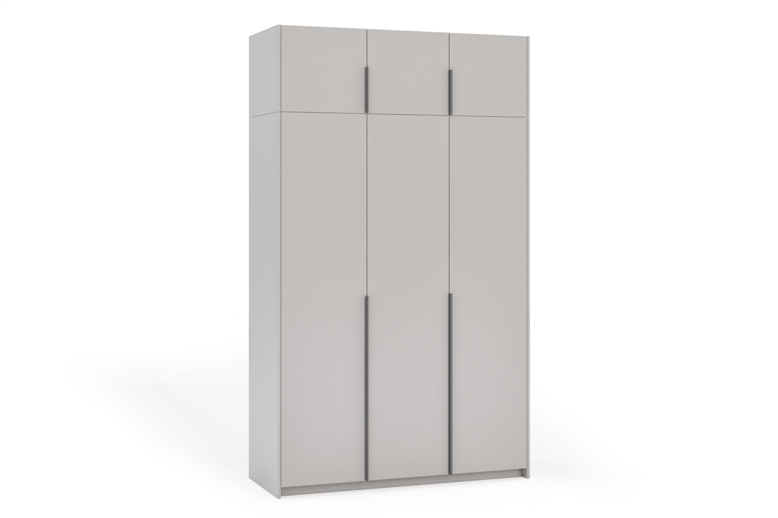 DREHTÜRENSCHRANK Apollonia I ohne Spiegel 150x204cm 3-türig, kaschmir, schwarze Griffe - Kaschmir/Schwarz, Kunststoff (58/250/150cm) - Margaret Hadas24