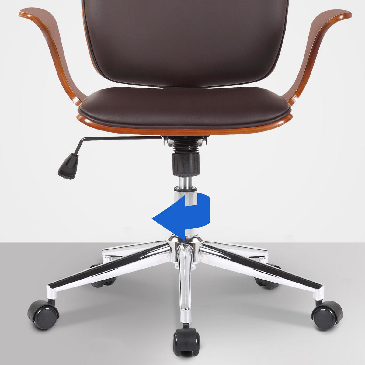 DREHSTUHL Lederlook walnuss/braun - Chromfarben/Walnussfarben, Textil/Metall (67/93/68cm) - CLP