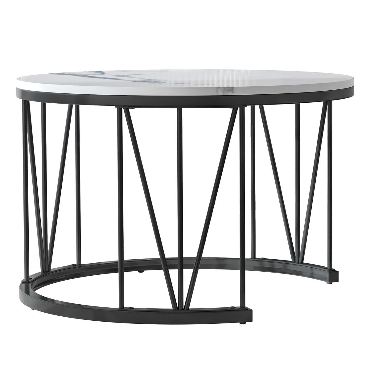 COUCHTISCH rund marmoroptik weiß v schwarzgestell modern - Multicolor, Metall (70/70/45cm) - SHOPENTRA