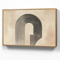 WANDLEUCHTE MIT AKKU Schleife - Streifen - Minimalistisch - Schwarz 90x60 cm - Beige, Holzwerkstoff (90/60/8cm) - OnlyWow