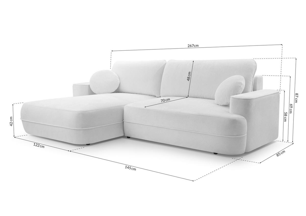 ECKCOUCH L Form Peoni Schwarz 267/168/87 cm mit Schlaffunktion L - Schwarz, Kunststoff/Textil (168/267cm) - AX Living