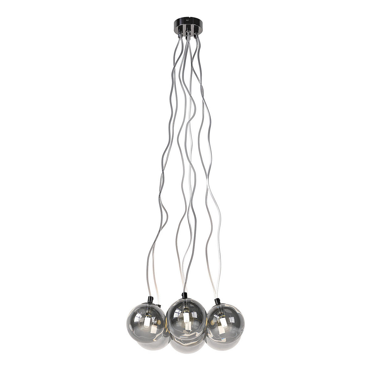 PENDELLEUCHTE - Glas / Metall - 7-flammig - Transparent/Grau, Glas/Metall (36/36/145cm) - home24