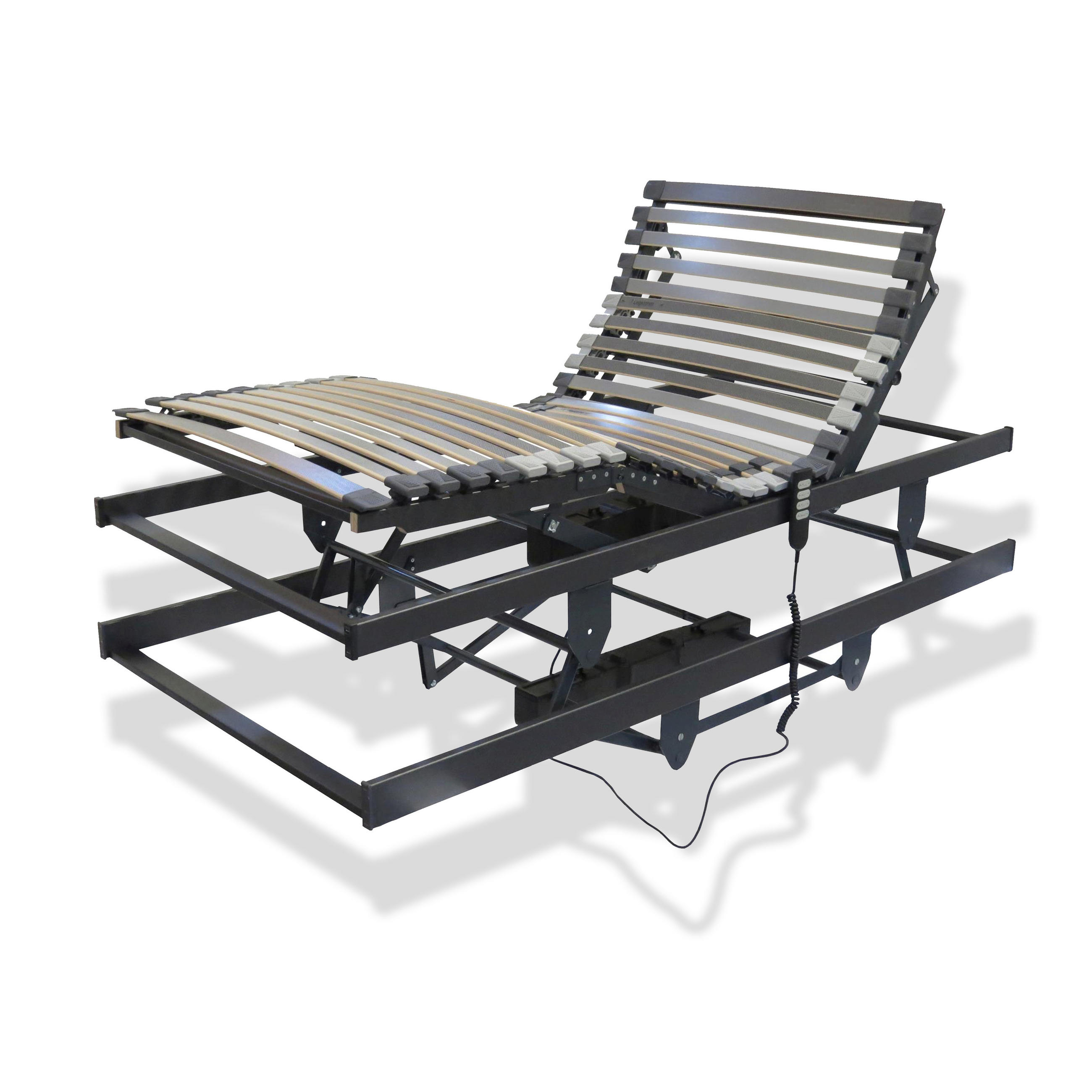 LATTENROST für Pflegebetten, mit motorischer Kopf-& Fußteil bzw. Höhenverstellung, Größe: 100x190 - Anthrazit, Holz (100/190cm) - Betten-ABC