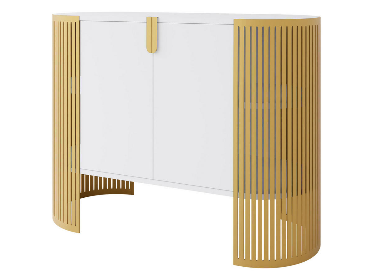 KOMMODE Fikoli Gold - Goldfarben/Weiß, Holzwerkstoff/Metall (120/90/40cm) - MIRJAN24