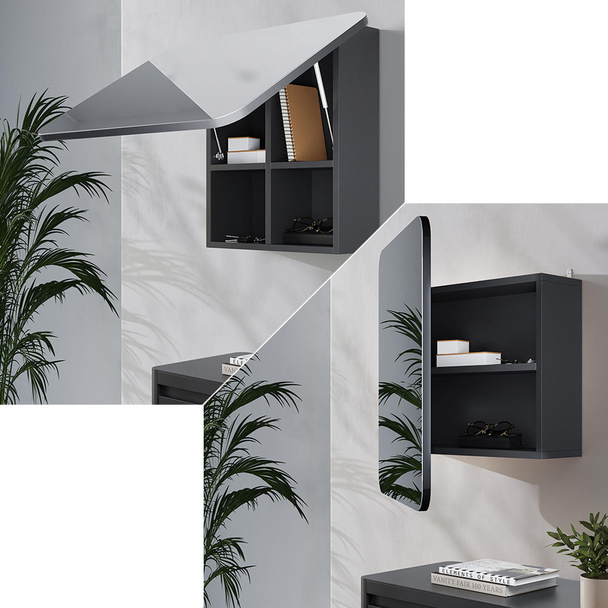 KOUPELNOVÁ ZRCADLOVÁ SKŘÍŇKA Zino Antracit - antracitová, kompozitní dřevo (60/50/17.4cm) - Vicco