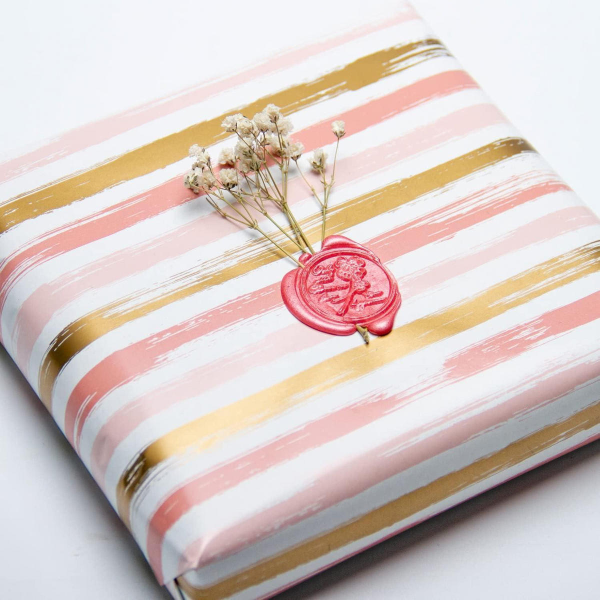 GESCHENKPAPIERROLLE Rosa/Goldene Linien 43,2 cm x 10 m - Multicolor, Papier (43.2/43.2/43.2cm)